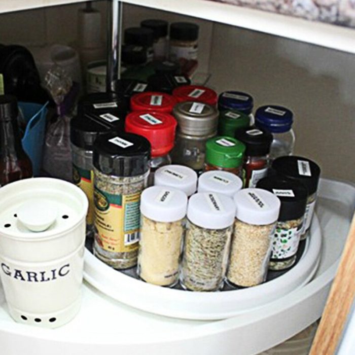Household 360degree rotatable condiment storage rack kitchen storage tray