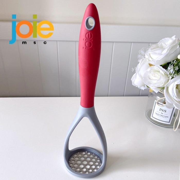 Joie potato masher and ricer – silicone handle and stainless steel blade – vegetable tool and kitchen gadget with support
