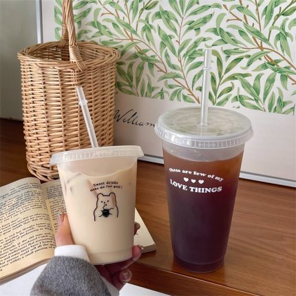 “quench your thirst with our kawaii water bottle – cute tumbler with straw and lid for coffee, juice, milk, and more