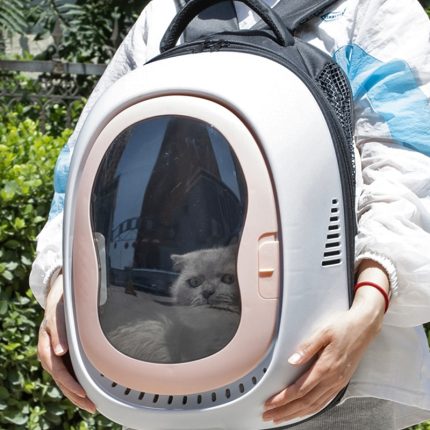 Large capacity breathable cat carrier backpack – portable travel space capsule for cats with shading & comfort
