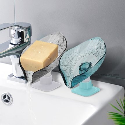 “leaf-shaped soap dish with suction cup – add a touch of elegance to your bathroom decor