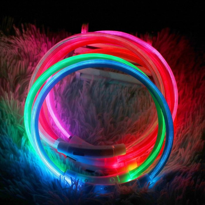 Led usb rechargeable dog collar – night safety flashing glow collar for pet loss prevention and visibility