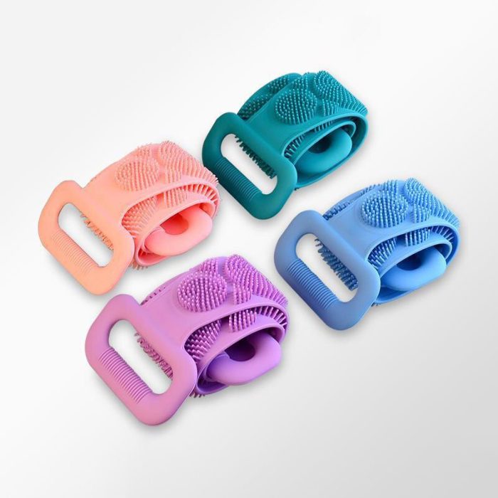Magic silicone back scrubber: exfoliating bath towel and body brush belt for deep body cleaning during bathroom showers
