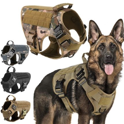 Tactical military dog harness and leash set – durable large dog harness for german shepherd, k9, and malinois training