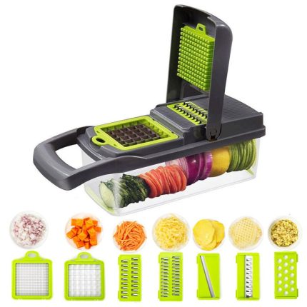 Slice and dice like a pro with our multifunctional vegetable slicer – perfect for grating, slicing, and making potato chips – great kitchen accessory and utensil