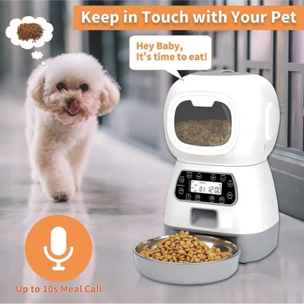 New automatic smart pet feeder and slow dispenser with fixed time and amount settings – ideal for cat and dog travel supplies