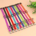 Personalized reflective nylon cat and small dog collar with bell and free engraving – available in 10 colors