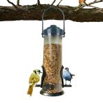 Outdoor hanging bird feeder with multiple feeding holes – automatic pet food dispenser for flying animals, easy foot operation