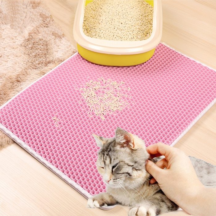 Waterproof double layer cat litter mat with foldable design – ideal for preventing litter spills and keeping your home clean