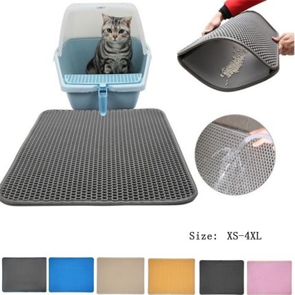 Waterproof double layer cat litter mat with foldable design – ideal for preventing litter spills and keeping your home clean