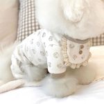 Winter warm pomeranian/bichon dog onesie – soft cartoon sheep pajamas