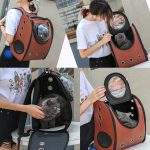 Portable cat backpack durable carrier bags travel soft capsule bag leather double shoulder bags for pet cats packaging carrier