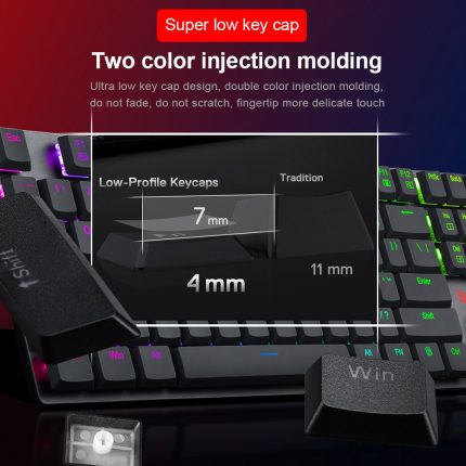 Mechanical gaming keyboard – slim and ultra-thin design with blue switches (104 keys)