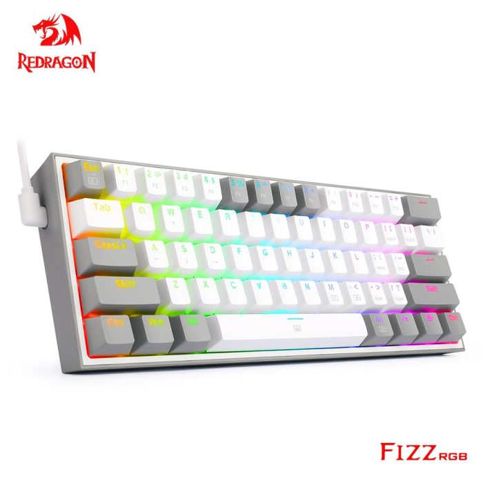 Get your game on with fizz k617 rgb mini mechanical gaming keyboard – 61 keys, red switch, detachable usb cable for computer pc and laptop gaming