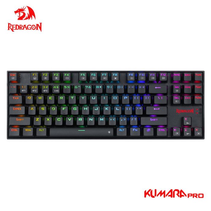 Redragon kumara pro k552p rgb mechanical gaming keyboard – 87 keys, bluetooth/wireless 2.4g/wired 3 modes for gamers & computers