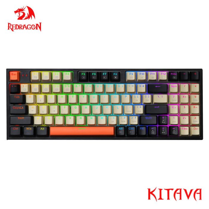 Gadgend k636 94-key rgb mechanical gaming keyboard with usb wired connection and red switch for pc and laptop