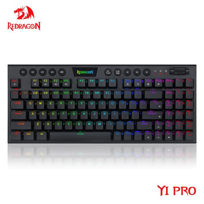 Yi pro k625p kbs 94-key slim mechanical gaming keyboard with rgb, bluetooth 5.0, and usb 2.4g connectivity
