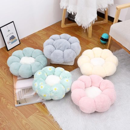 Pet bed with rabbit fur flower design – 3d pp cotton dog bed with non-slip base, ideal for cats and small to medium dogs