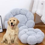 Pet bed with rabbit fur flower design – 3d pp cotton dog bed with non-slip base, ideal for cats and small to medium dogs
