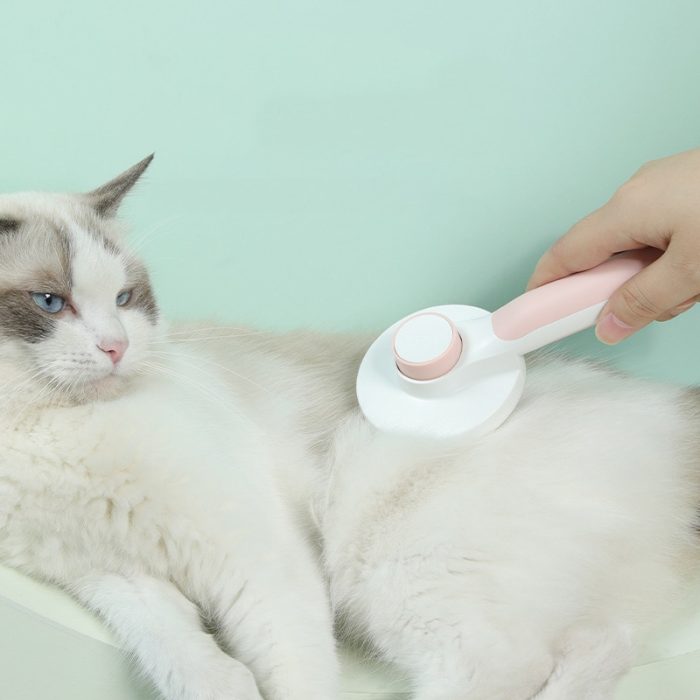 Self-cleaning slicker brush for dogs and cats – removes tangles, massages, and improves circulation