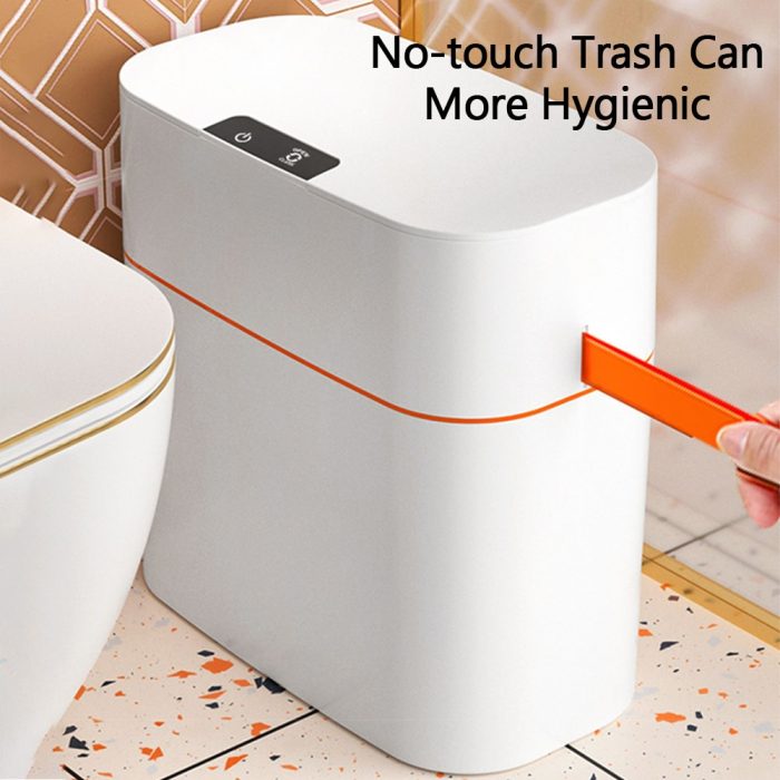 Smart bathroom trash can with automatic sensor and waterproof design – 13l/15l capacity