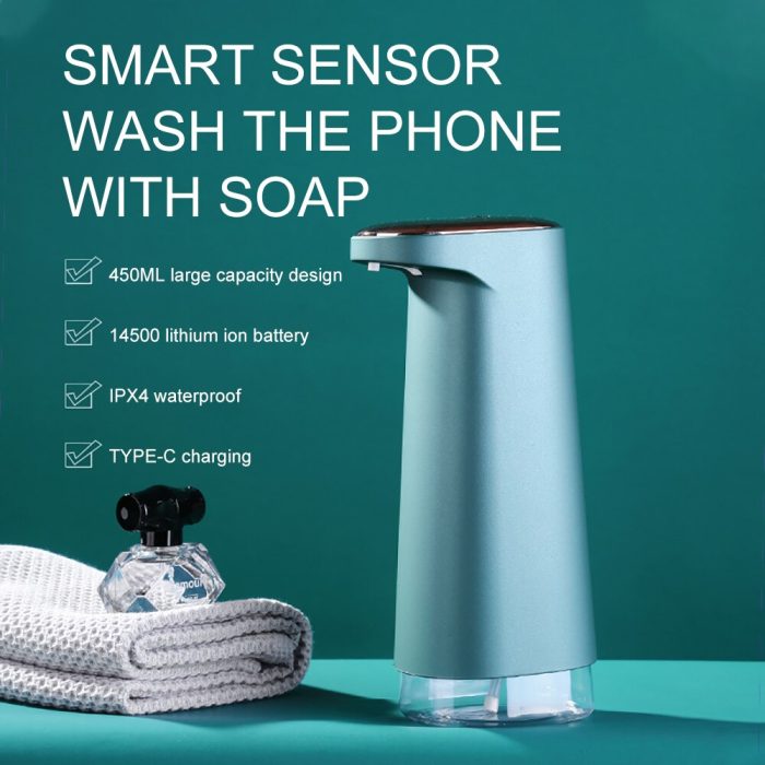 Rechargeable smart soap dispenser with automatic sensor – 450ml capacity, ipx4 waterproof for bathroom and kitchen