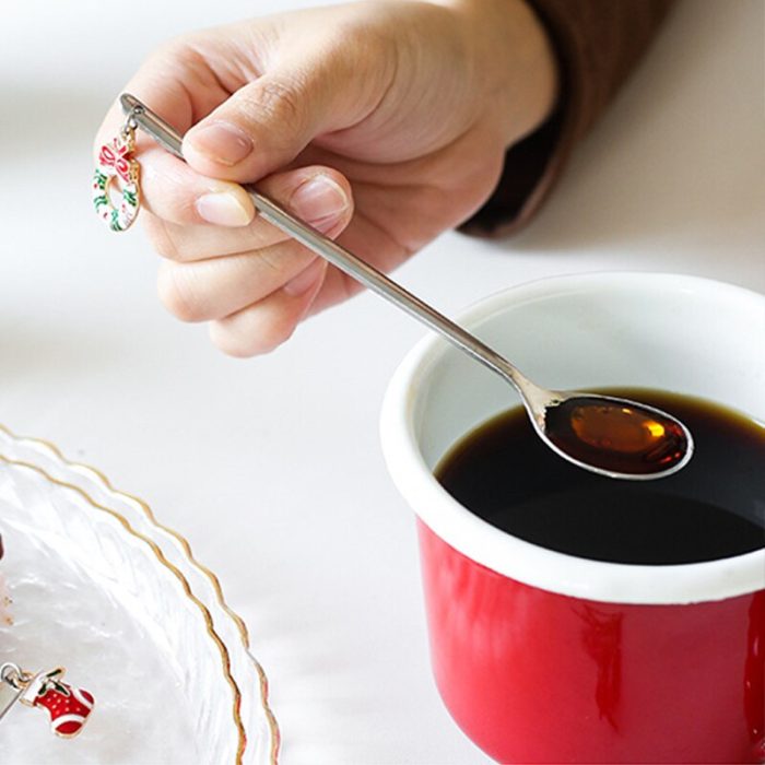 Festive stainless steel christmas spoon – perfect for coffee and desserts – great gift for kids