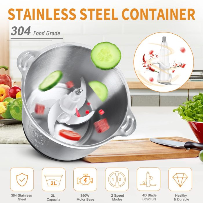 Stainless steel electric meat grinder and food processor – versatile kitchen chopper and slicer