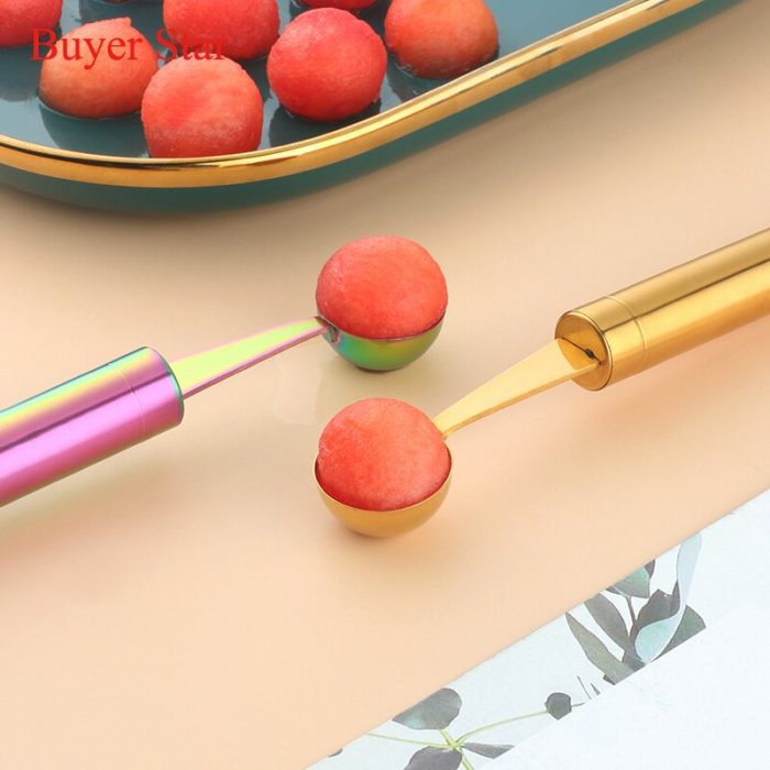 Stainless steel melon ball scoop and ice cream scooper – fruit spoon for watermelon and melon – kitchen gadget and cooking tool