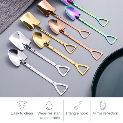 Stainless steel coffee spoon and shovel set: creative ice cream spoons and shovels with festive christmas gift design