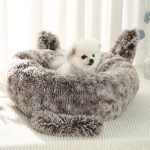 Super soft pet bed kennel dog round cat winter warm sleeping sofa long plush cute shape large puppy cushion mat cat supplies
