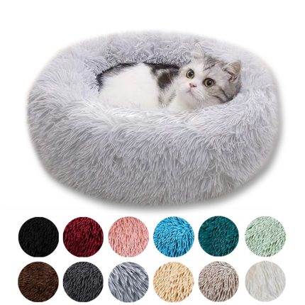 Cozy cat bed with soft cushion – warm pet basket, kitten lounger, and small dog mat nest for donut round cats beds, cat house tent