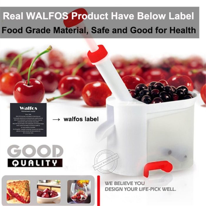 Walfos cherry pitter remover machine – kitchen gadget for removing fruit and olive cores and seeds – convenient kitchen accessory