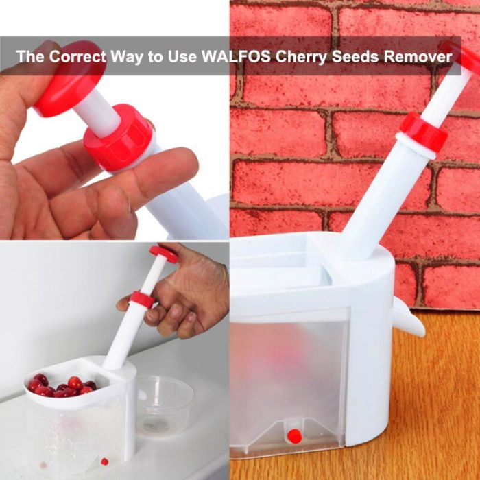 Walfos cherry pitter remover machine – kitchen gadget for removing fruit and olive cores and seeds – convenient kitchen accessory