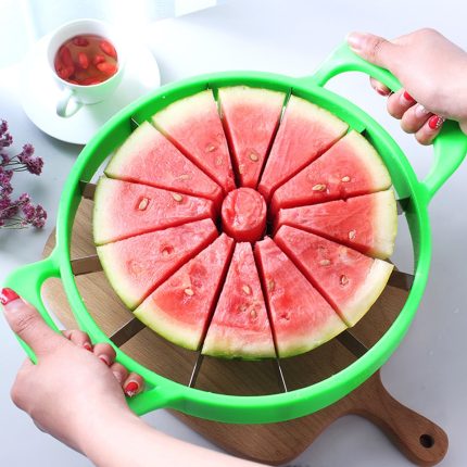 Stainless steel watermelon cutter and slicer – large size kitchen gadget for slicing watermelon and cantaloupe