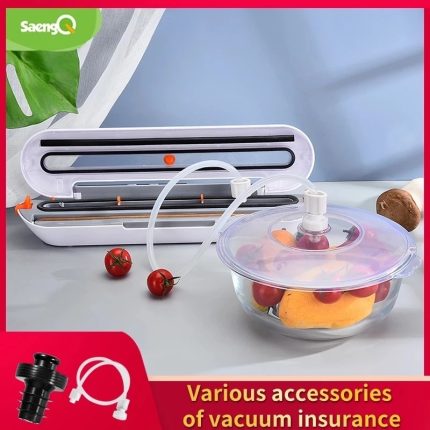 Electric food vacuum sealer with accessories – includes wine corks and large capacity vacuum container for food storage