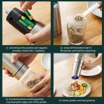 Electric gravity induction pepper grinder and salt mill with stainless steel body for kitchen spice grinding