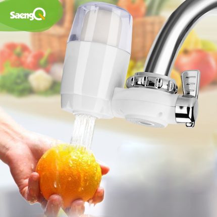 Kitchen faucet water filter and purifier with washable ceramic percolator for rust and bacteria removal