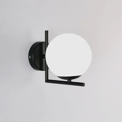 Contemporary Brilliance Glass Round Ball LED Wall Lamp with Modern Metal Design (Black & White)