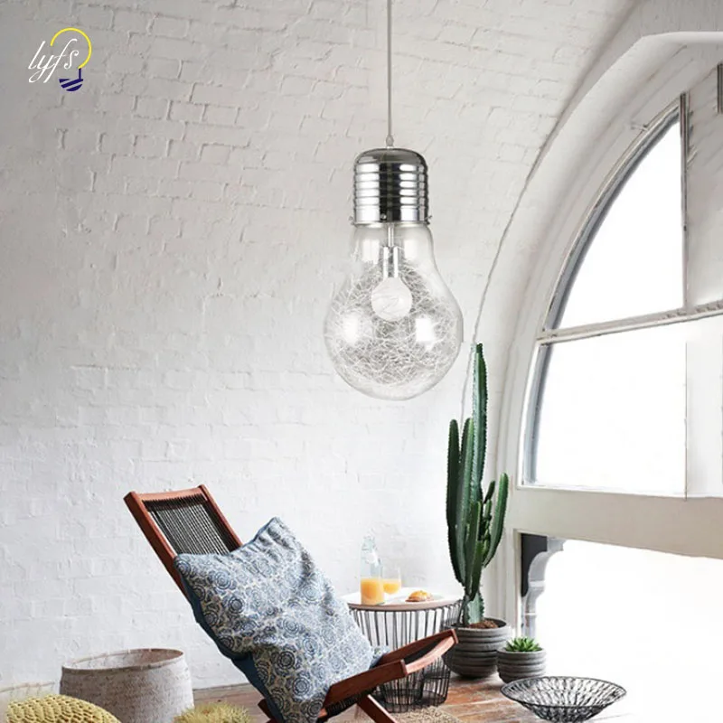 Modern-minimalist-creative-personality-big-bulb-chandelier-restaurant-lighting-bar-aisle-gold-and-silver-aluminum-wire