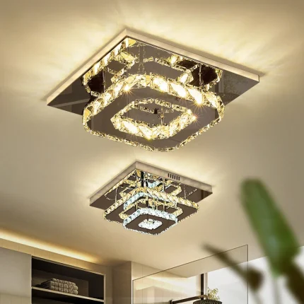 Crystal Square Brilliance Modern LED Ceiling Lamp for Elegant Living Room Illumination