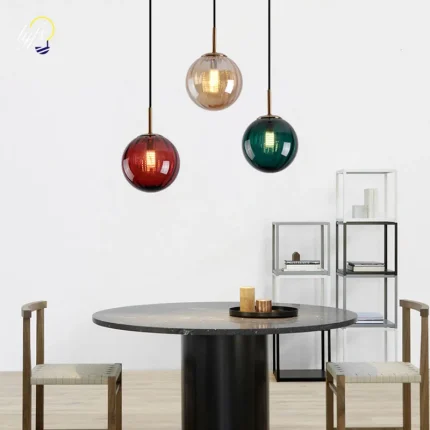 Colorful Elegance Nordic Glass Ball Pendant Lights for Bedroom, Study, and Living Room Decor