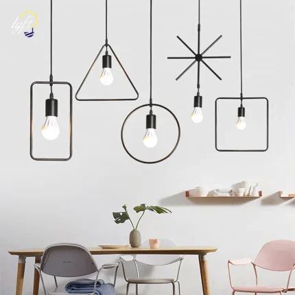 Loft Pendant Lamps with Iron Design, E27 Base LED Lights, Perfect for Adding Vintage Vibes to Kitchen, Living Room, Bedroom