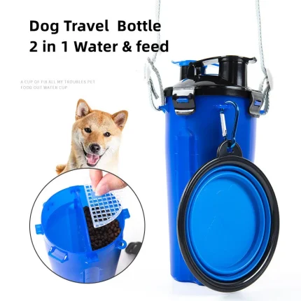 Travel Ready: 2-in-1 Dog Water Bottle and Collapsible Bowls