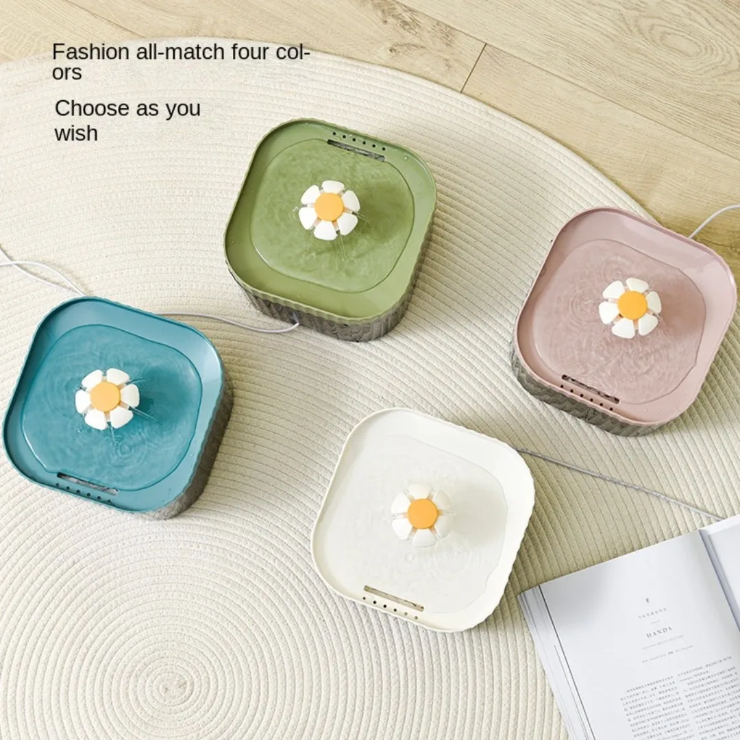 1-5L-Cat-Water-Automatic-Quiet-Water-Wired-loop-Dispenser-Flower-USB-charge-Cat-Dogs-Pet