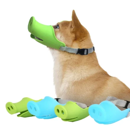 Breathable Silicone Anti-Bite Dog Muzzle - Keep Your Small Pet Safe and Cute in Blue or Green