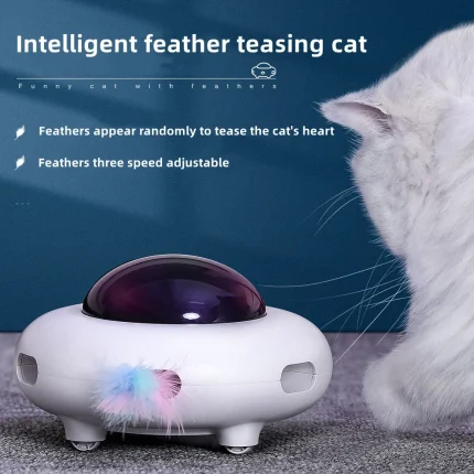 UFO Teaser: Smart Cat Toy with Interactive Turning Action and Replaceable Feather