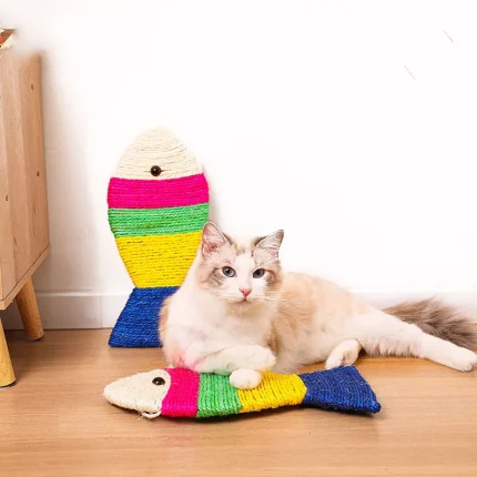Colorful Striped Sisal Fish Scratching Board: Provide Relief and Fun for Your Cat