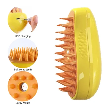 Electric Spray Dog Grooming Comb: Soft Silicone Brush for Gentle Depilation and Bathing