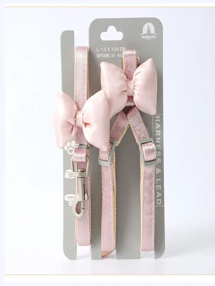 ChicPaws Bow-Tie Ensemble, Adjustable Leather Neck Set for Small and Medium Pets, Perfect for Evening Glam